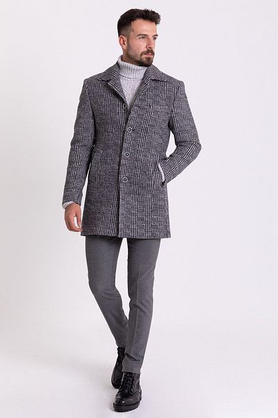 Mcr Ανδρικό πουκάμισο με μοτίβο Slim Fit Παλτό μαλλί 21225 Μαύρο
