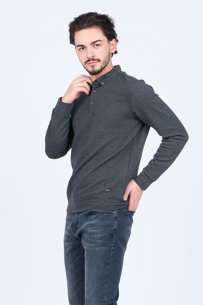 Raymons Men's Patterned Polo Neck Knitwear Sweat 6782258 Black
