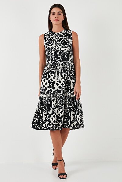 Lela Desenli Regular Fit Kolsuz Elbise  ELBİSE 5865731