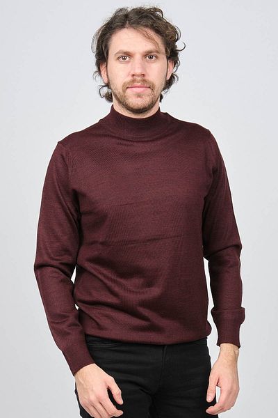 Ateş Triko Men's Half Turtleneck Wool Sweater 6090154 Claret Red