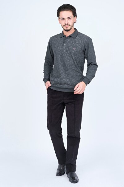 Rey Polo Чоловічий трикотажний светр з коміром-поло 6741256 Сірий