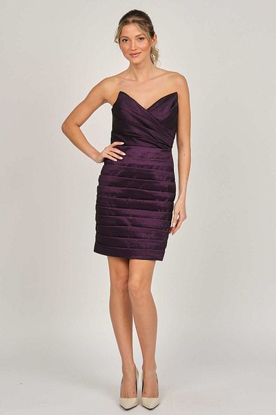 ŞEREF VURAL Women's Short Evening Dress Plum