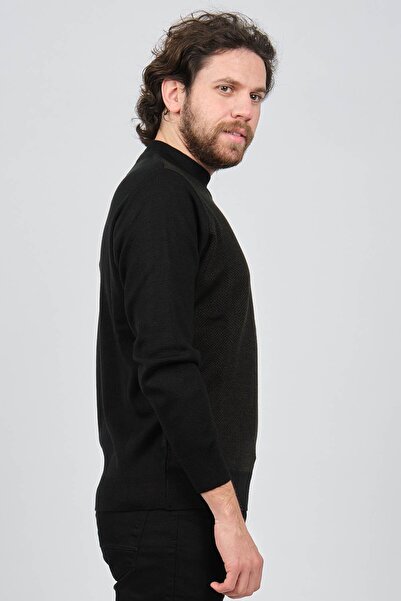 Çizgi Triko Men's Half Turtleneck Patterned Sweater 42564214 Khaki