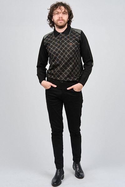 Pelikan Men's Patterned Elbow Detailed Polo Neck Sweater 1577429 Smoked