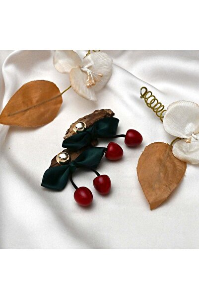 İlayda illys Gold Kiraz Detaylı Kırmızı Sallantılı Küpe