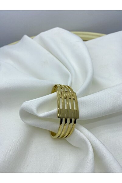 BORENO Paslanmaz Çelik Üzeri Altın Kaplama 5’li Kaburga Kelepçe, Bileklik