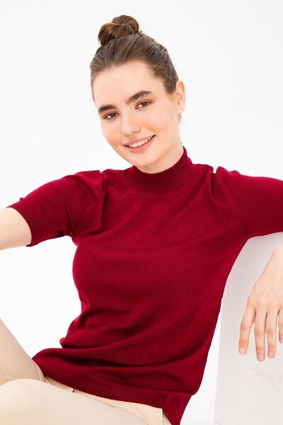 Desen Triko Women's Half Fisherman Blouse 02420345 Red