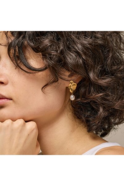 Enamel Kopenhag 925 Ayar Gümüş Altın Kaplama Küpe E375GM-PL