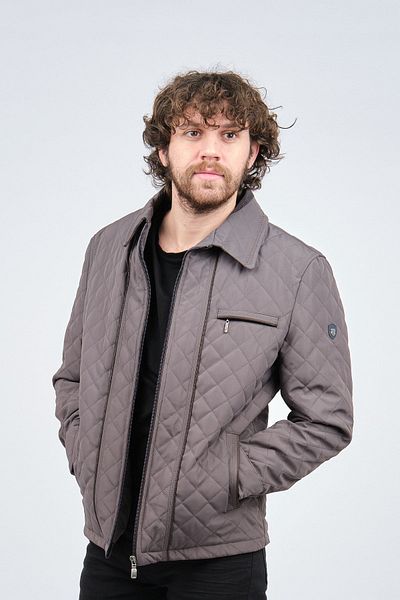 LUCAS Ανδρικό κλασικό καπιτονέ παλτό με γιακά 2650724 Σκούρο Γκρι