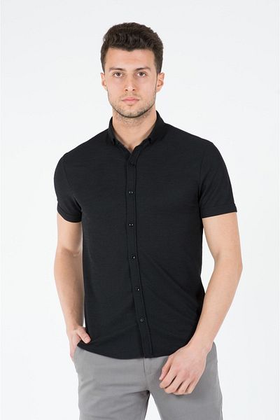 WEMSEY Ανδρικό πουκάμισο Slim Fit 12301 Μαύρο