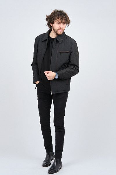 LUCAS Men's Collared Classic Quilted Coat 2650724 Black
