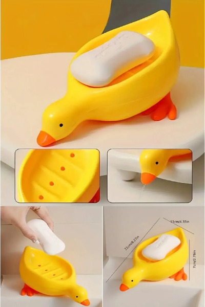 RuzMa Sevimli Ördek Desenli Su Tutmaz Katı Sabunluk Lavabo Üstü Sabunluk