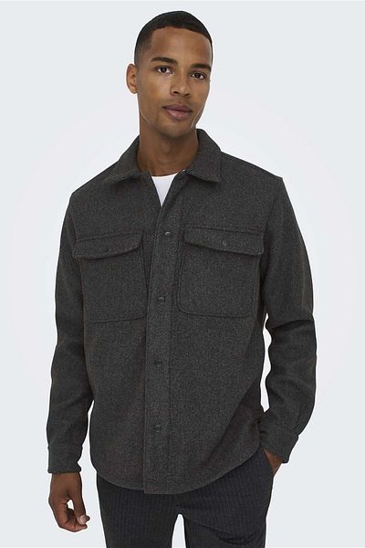 Only & Sons Мъжка риза Onsash Regular Fit с двоен джоб 22023564 Черна