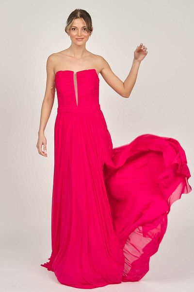 ŞEREF VURAL Women's Strapless Long Evening Dress 5437955 Red