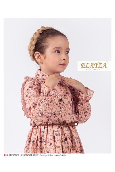 Elayza 2-3-4-5 YEARS GREATED SLEEVES RUFFLE GIRL'S DRESS 2289