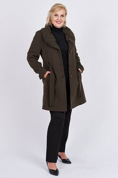MGM Women's Khaki Waist Belted Hooded Coat 6132007