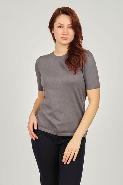 Desen Triko Pulover de damă cu mânecă scurtă cu decolteu rotund 0249344 gri