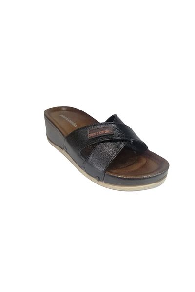 Pierre Cardin 7010 Black Filling Sole Cross Women's Slippers