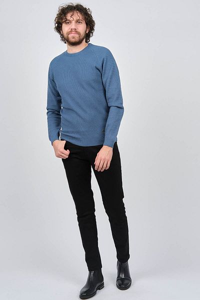 Çizgi Triko Pulover Slim Fit pentru bărbați 42554259 Albastru