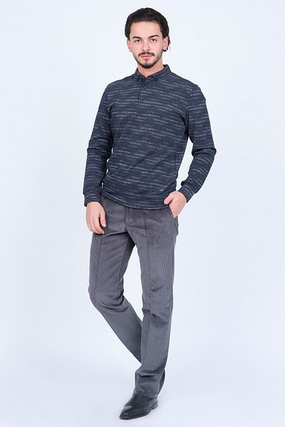 Raymons Men's Patterned Polo Neck Knitwear Sweat 6782273 Navy Blue