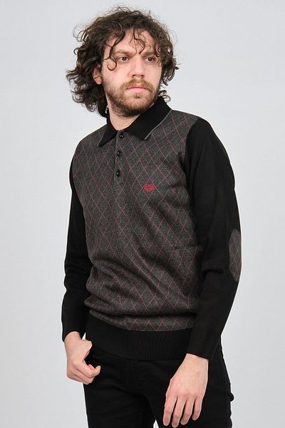 Pelikan Men's Striped Elbow Detailed Polo Neck Sweater 1577405 Fuchsia
