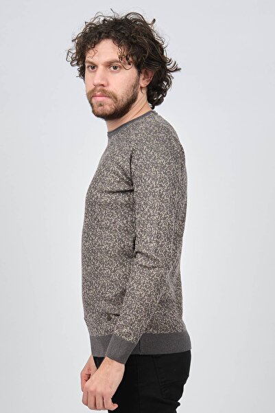 Çizgi Triko Чоловічий велосипедний комір Slim Fit з візерунком 42554255 Сірий