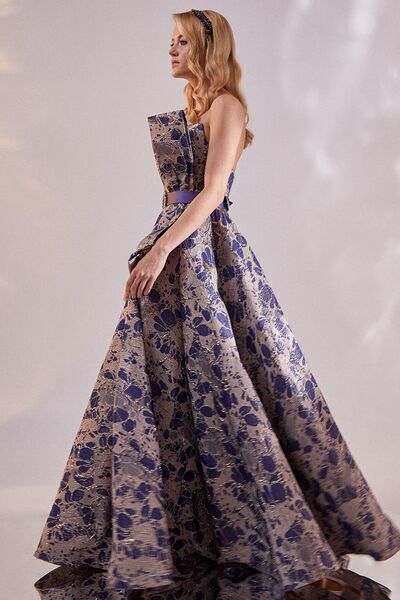 Tiara Women's Strapless Brocade Evening Dress 260815 Mink