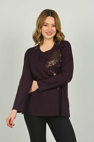 Detay Triko Жіноча блуза з довгими рукавами та візерунком у вигляді велосипед...