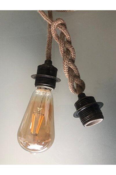 Genel Markalar Jüt Halat Sarkıt Avize Anahtarlı Duy 3metre Bakır Rengi (EDİSON AMPUL DAHİL)