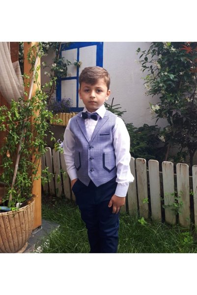 Nanica Kids Boy's Viscose and Cotton Vest and Bow Tie Shirt Suit