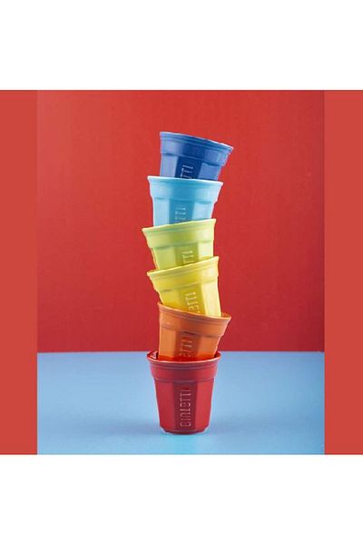 Bialetti Set of 6 Colorful Ceramic Espresso Cups