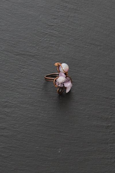 Zeynep Büyükbay Amethyst Broken Natural Stone Ring (ADJUSTABLE)