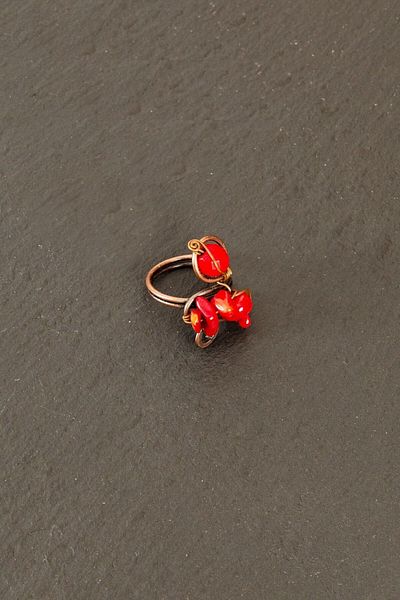 Zeynep Büyükbay Coral Broken Natural Stone Ring (adjustable)
