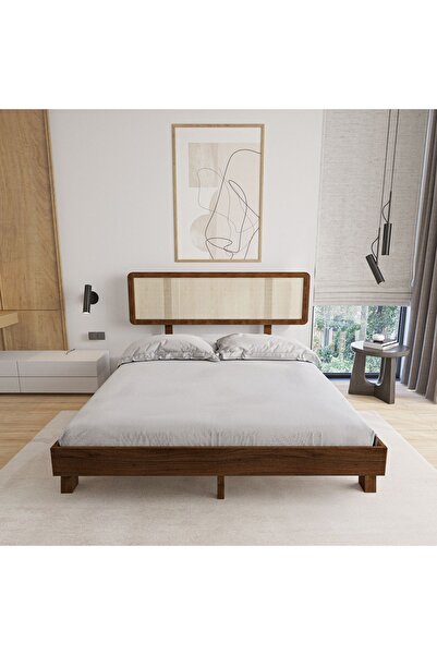 renazzo mobilya Hazeran Lilyum Model Ceviz Renk Masif Çam Ahşap Karyola