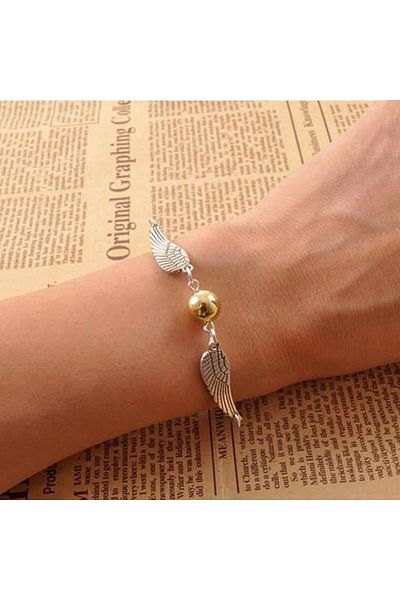Herşey Nota Harry Potter Gold Snitch - Adjustable Black String Bracelet