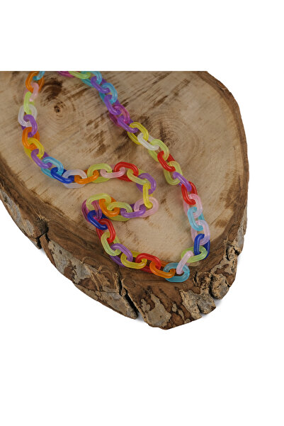 Prestij Boncuk Geantă din plastic colorată și lanț de accesorii Model 4 - Mixt