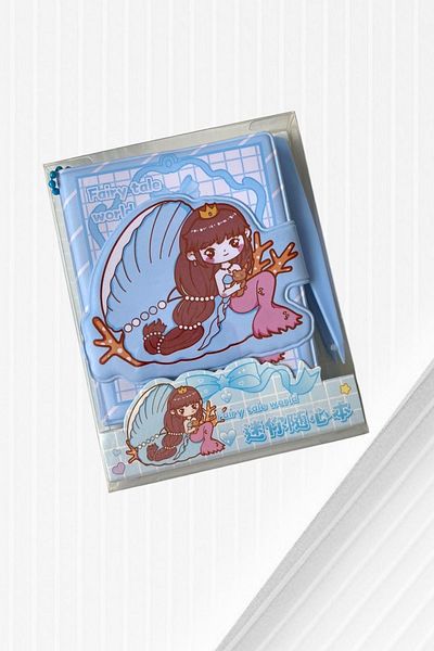 Marseliko Cute Girl Blue Notebook, Sticker, Tweezers Set / Notebook / Sticker / Tweezers (BLUE1)