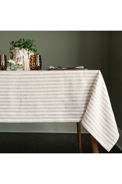 EVYA Fata de masa cu dungi 100% bumbac vopsit cu fire 160x220 cm Fata de masa bucatarie living