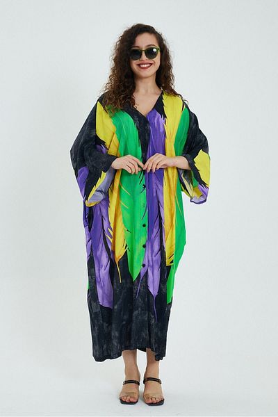 Eceyaman moda Women's Feather Detailed Oversize Large Dress