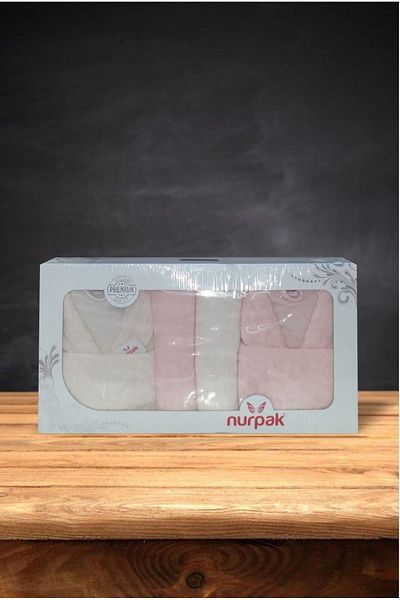 Nurpak Σετ οικογενειακής ρόμπας Hazal Jacquard Partial Velvet