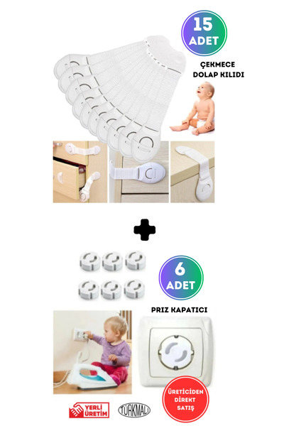 WAPPA 15 Baby and Child Safety Cabinet and Drawer Lock - Multi-Purpose 6 Socket Closers