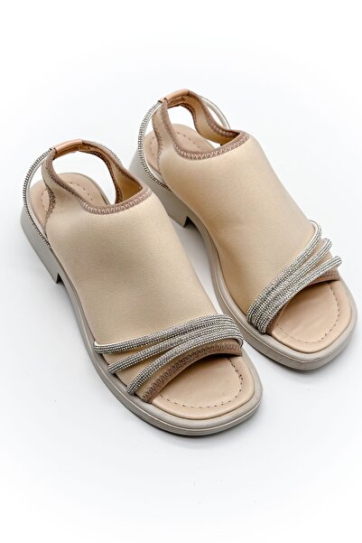 Shoebutik Бежеві сандалі Mimosa Stretch - з деталями з каменю Scuba