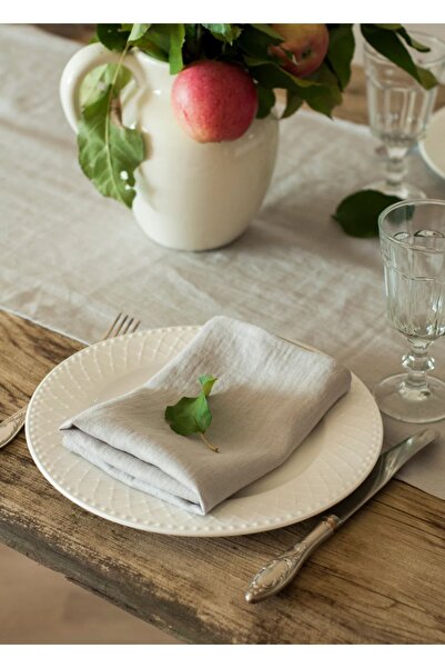 EVYA 100% Cotton Raw Linen Pure Runner 40x140 Cm Cream Color