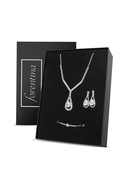 Forentina Zirkon Taşlı Gümüş Kaplama Düğün Seti - Ps256200tr