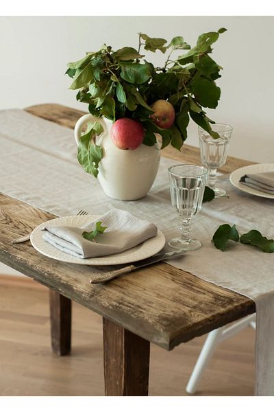 EVYA 100% βαμβάκι ακατέργαστο λινό Pure Runner 40x140 cm Κρεμ Χρώμα