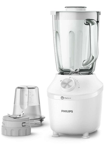 Philips خلاط سلسلة 3000 HR2291/20، سعة قصوى 2 لتر، وعاء زجاجي، أبيض، ضمان لمدة عامين