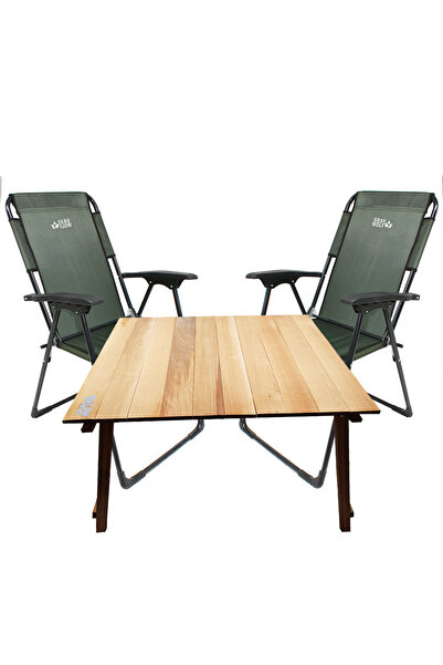 GRAY WOLF İçe Katlanır Standart Set Yeşil( 2 Sandalye 1 İçe Katlanır Masa)