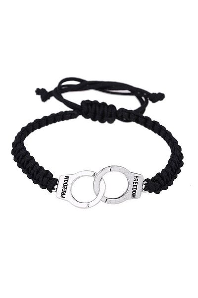 Herşey Nota Freedom Silver Colored Braided Bracelet Handcuffs