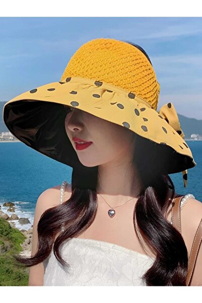 Shopiolog Pălărie cu vizor cu buline pentru femei - cu boruri largi, protecți...