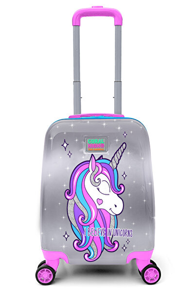 Coral High Kids Pembe Gümüş Unicorn Desenli Çocuk Valizi 16728